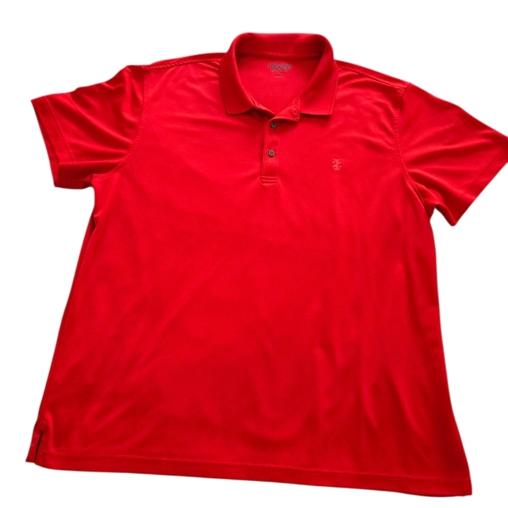 Izod Vibrant Red Polo Golf Shirt Polyester Size XL - Picture 2 of 5